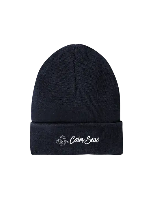 Recycled True Navy Beanie w/Calm Seas Psychotherapy Logo