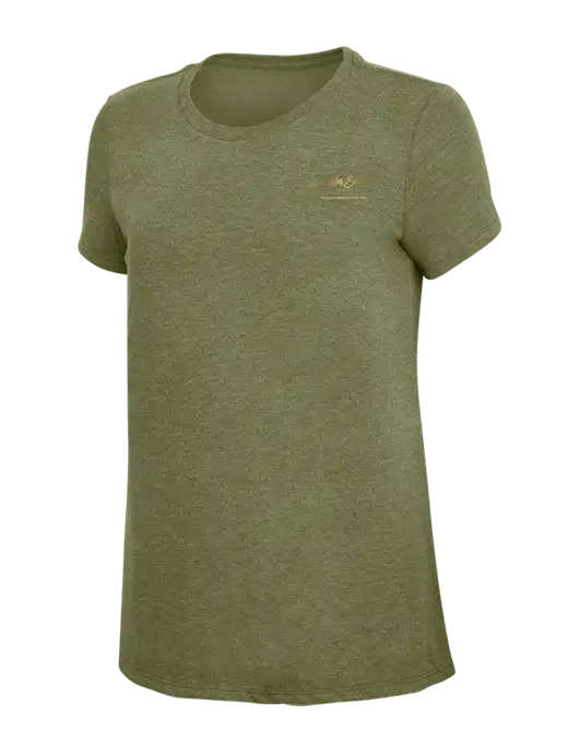 Womens Simply Soft Military Green Frost 4.5oz Poly/Combed Ring Spun Cotton T-Shirt
 w/Calm Seas Psychotherapy Logo