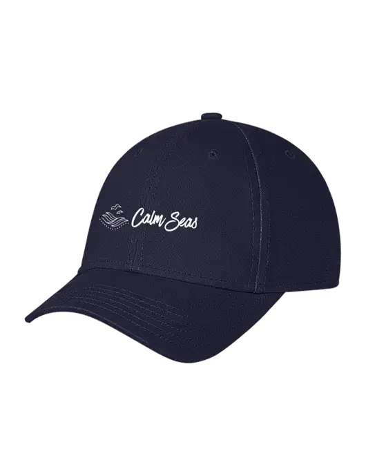 Navy Structured Soft Snap Closure Hook & Loop Cap w/Calm Seas Psychotherapy Logo