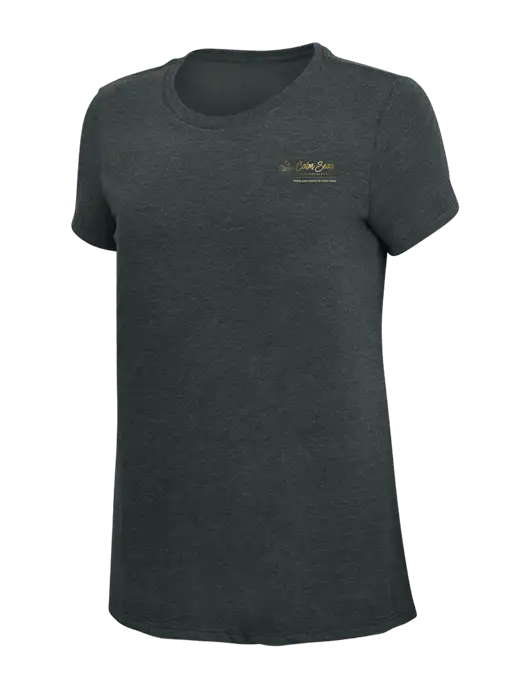 Womens Simply Soft Black Frost 4.5oz Poly/Combed Ring Spun Cotton T-Shirt w/Calm Seas Psychotherapy Logo
