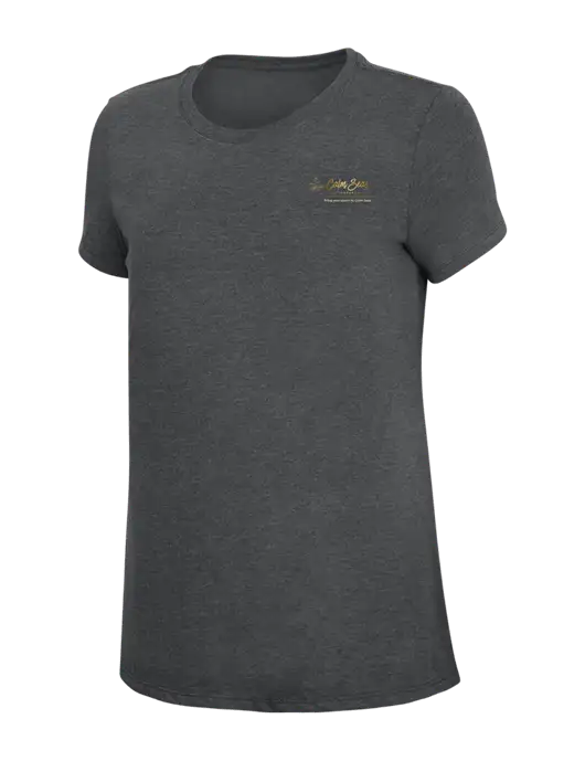 Womens Simply Soft Charcoal 4.5oz Poly/Combed Ring Spun Cotton T-Shirt w/Calm Seas Psychotherapy Logo