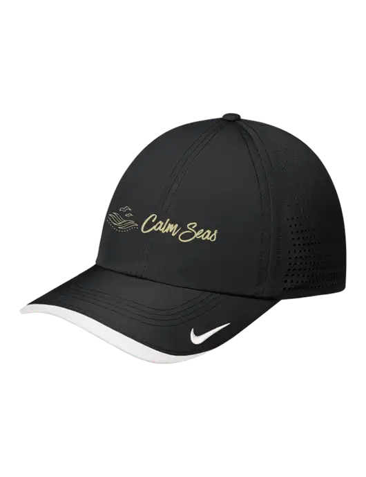 Nike Black/White Dri-FIT Perforated Performance Cap w/Calm Seas Psychotherapy Logo