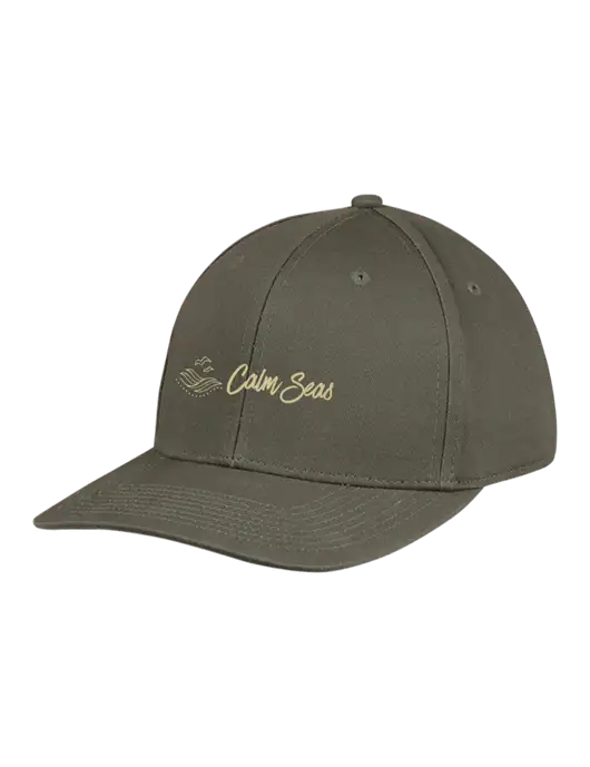Premium Modern Structured Twill Olive Snapback Cap w/Calm Seas Psychotherapy Logo