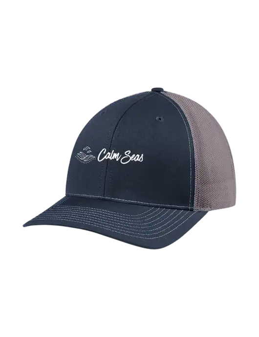 Richardson Adjustable Snapback Original 112 Trucker Cap Navy w/Charcoal Mesh w/Calm Seas Psychotherapy Logo