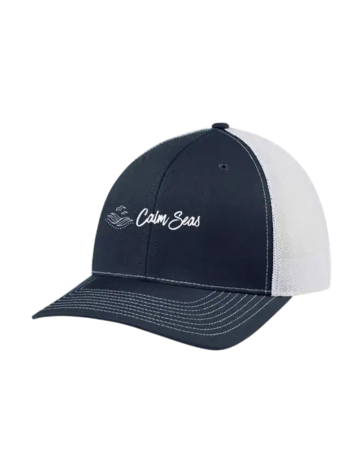 Richardson Adjustable Snapback Original 112 Trucker Cap Navy w/White Mesh w/Calm Seas Psychotherapy Logo