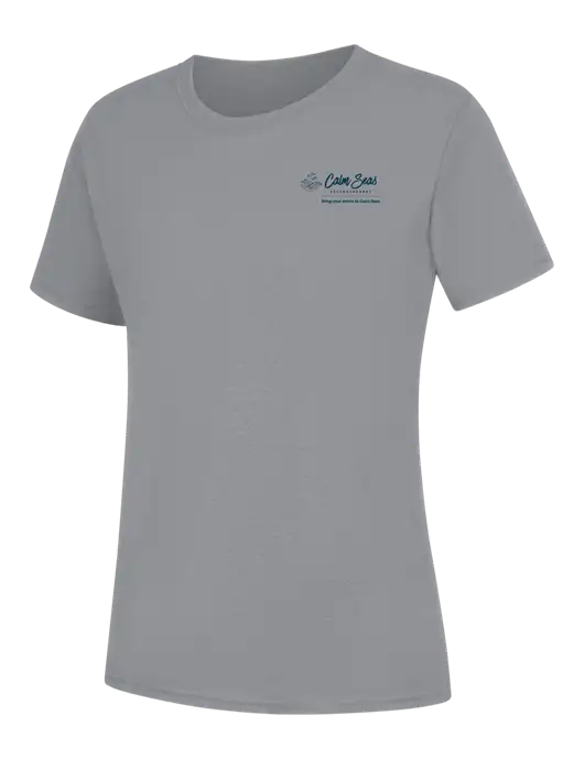 Womens Light Grey Heather Core Blend Tee w/Calm Seas Psychotherapy Logo
