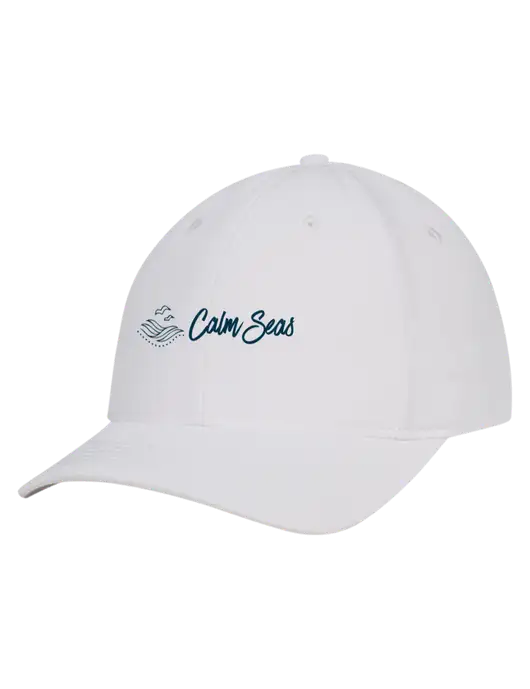 White Nylon Twill Performance Cap w/Calm Seas Psychotherapy Logo