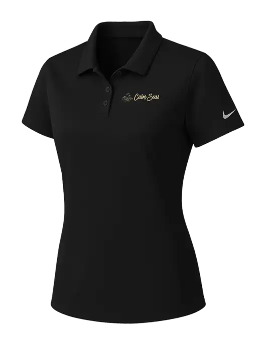 Nike Womens Black Dry Essential Solid Polo w/Calm Seas Psychotherapy Logo