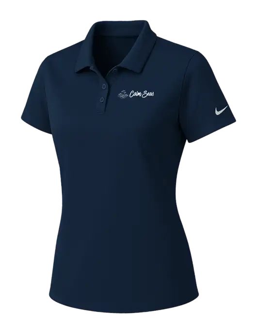 Nike Womens Navy Dry Essential Solid Polo w/Calm Seas Psychotherapy Logo