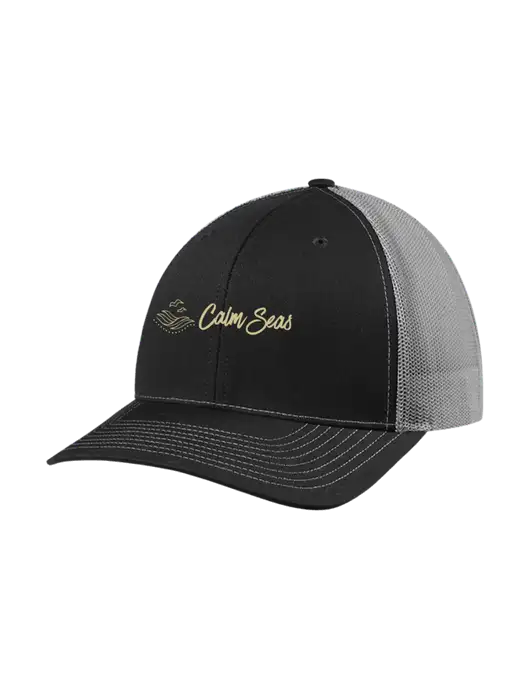 Richardson Adjustable Snapback Original 112 Trucker Cap Black w/Charcoal Mesh w/Calm Seas Psychotherapy Logo
