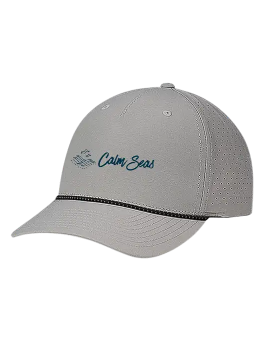 Richardson Laser Perf Performance Light Grey/Black-Grey Rope Cap w/Calm Seas Psychotherapy Logo