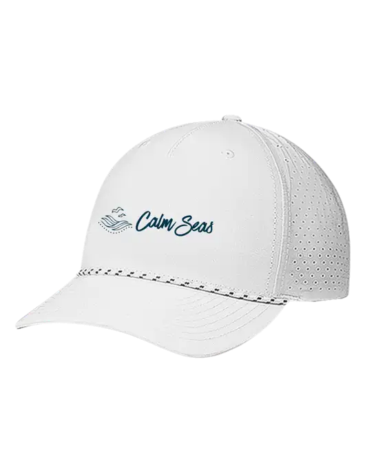 Richardson Laser Perf Performance White/White-Black Rope Cap w/Calm Seas Psychotherapy Logo