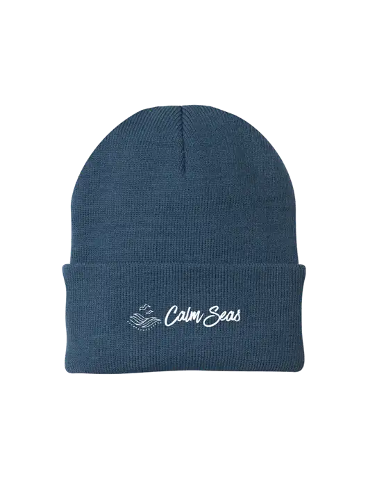 Dark Slate Knit Cap w/Calm Seas Psychotherapy Logo