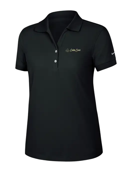 Nike Womens Dri-FIT Classic Black Polo w/Calm Seas Psychotherapy Logo
