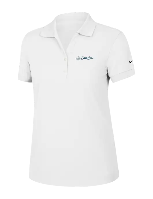 Nike Womens Dri-FIT Classic White Polo w/Calm Seas Psychotherapy Logo