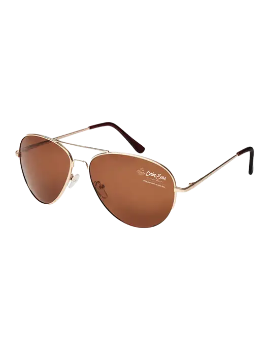 Aviator Coffee Brown with Gold Sunglasses  w/Calm Seas Psychotherapy Logo