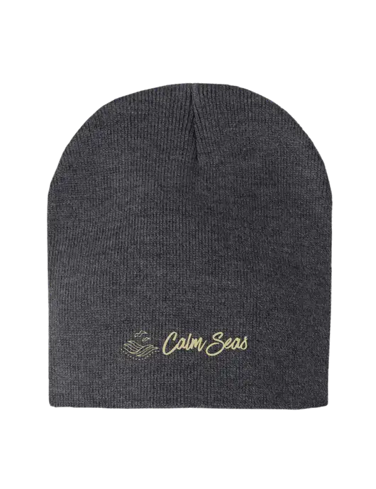Charcoal Heather Element Knit Beanie w/Calm Seas Psychotherapy Logo