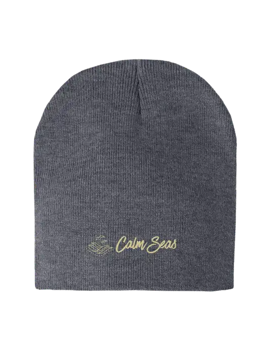 Dark Grey Heather Element Knit Beanie w/Calm Seas Psychotherapy Logo