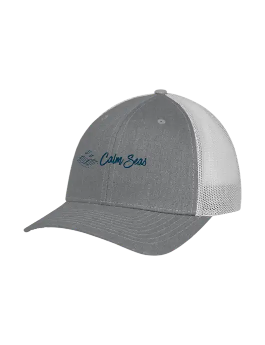 Richardson Adjustable Snapback Original 112 Trucker Cap Heather Grey w/Light Grey Mesh w/Calm Seas Psychotherapy Logo
