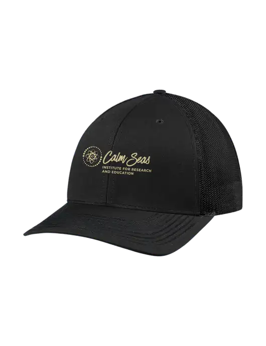 Richardson Adjustable Snapback Original 112 Trucker Cap Black w/Black Mesh w/Calm Seas Institute Logo