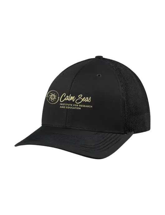 Richardson Adjustable Snapback Original 112 Trucker Cap Black w/Black Mesh w/Calm Seas Institute Logo