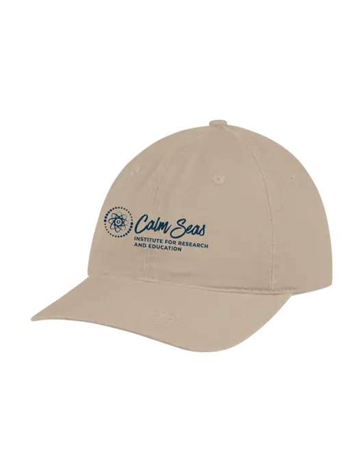 Garment Washed Unstructured Twill Tan Cap w/Calm Seas Institute Logo