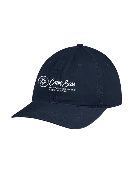 Garment Washed Unstructured Twill Navy Cap w/Calm Seas Institute Logo
