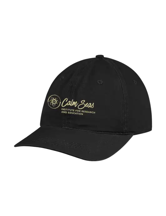 Garment Washed Unstructured Twill Black Cap w/Calm Seas Institute Logo