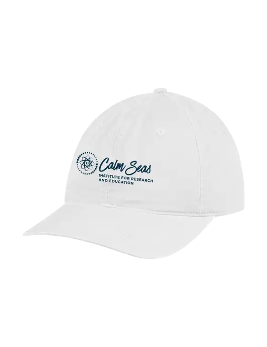 Garment Washed Unstructured Twill White Cap w/Calm Seas Institute Logo