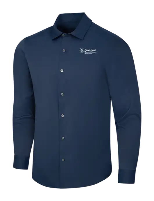 Navy City Stretch Shirt w/Calm Seas Institute Logo