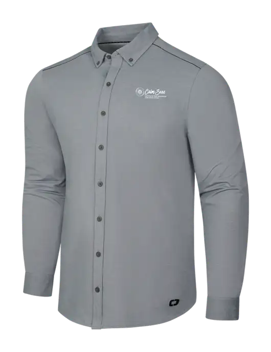 OGIO Medium Grey Heather Modern Code Stretch Button-Up Shirt w/Calm Seas Institute Logo