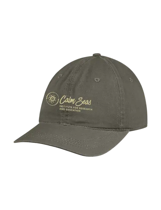 Garment Washed Unstructured Twill Olive Cap w/Calm Seas Institute Logo