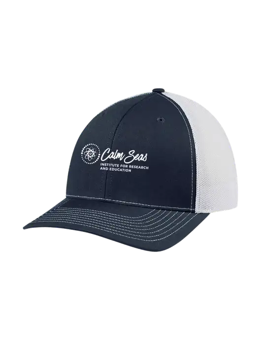 Richardson Adjustable Snapback Original 112 Trucker Cap Navy w/White Mesh w/Calm Seas Institute Logo