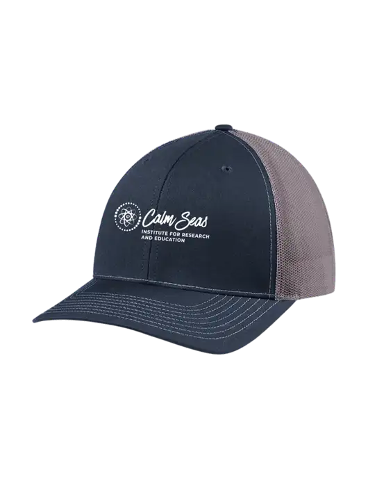 Richardson Adjustable Snapback Original 112 Trucker Cap Navy w/Charcoal Mesh w/Calm Seas Institute Logo