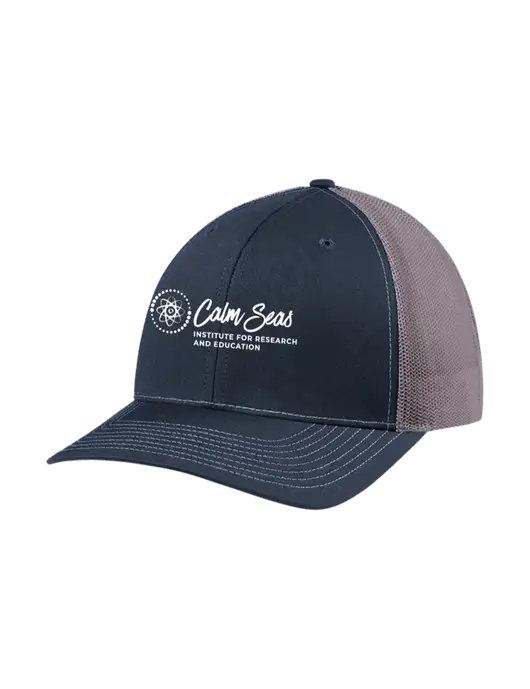 Richardson Adjustable Snapback Original 112 Trucker Cap Navy w/Charcoal Mesh w/Calm Seas Institute Logo