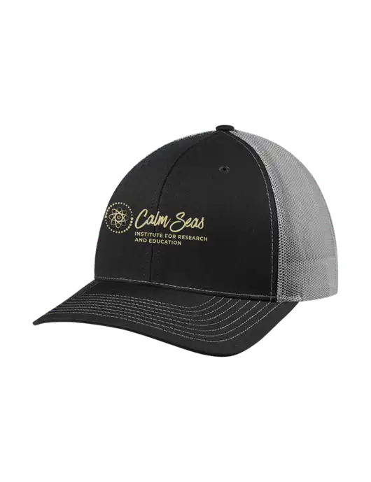 Richardson Adjustable Snapback Original 112 Trucker Cap Black w/Charcoal Mesh w/Calm Seas Institute Logo