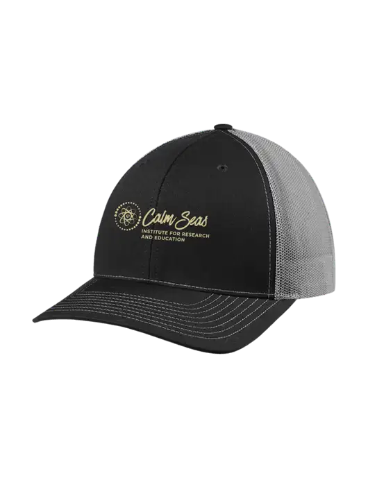 Richardson Adjustable Snapback Original 112 Trucker Cap Black w/Charcoal Mesh w/Calm Seas Institute Logo