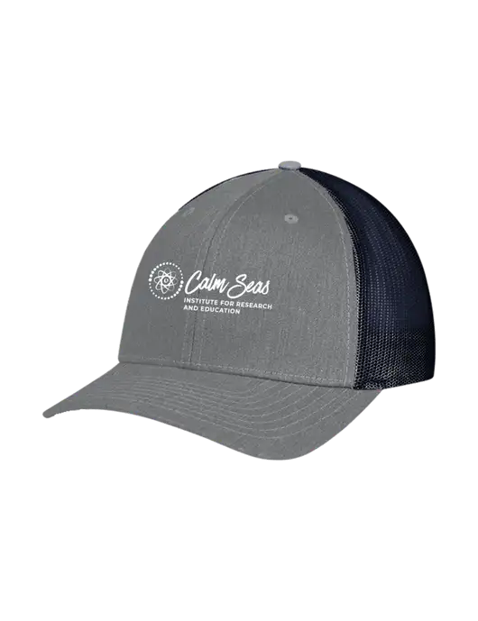 Richardson Adjustable Snapback Original 112 Trucker Cap Heather Grey w/Navy Mesh w/Calm Seas Institute Logo