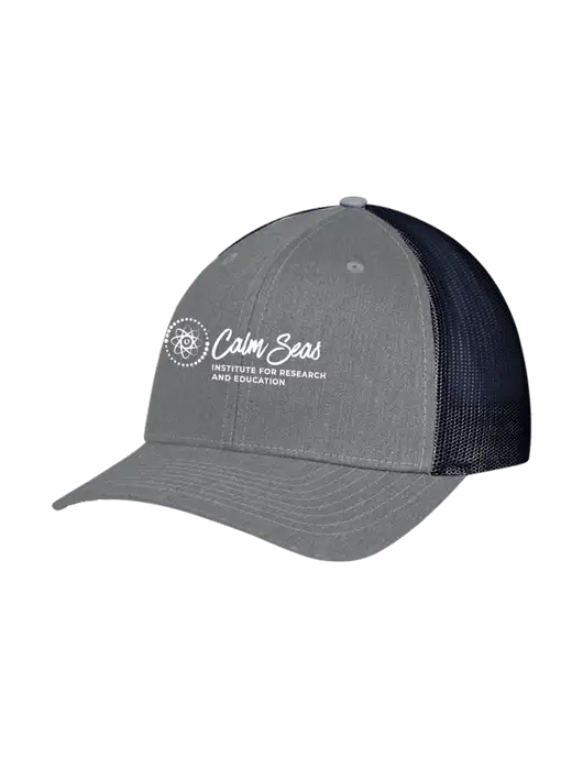 Richardson Adjustable Snapback Original 112 Trucker Cap Heather Grey w/Navy Mesh w/Calm Seas Institute Logo